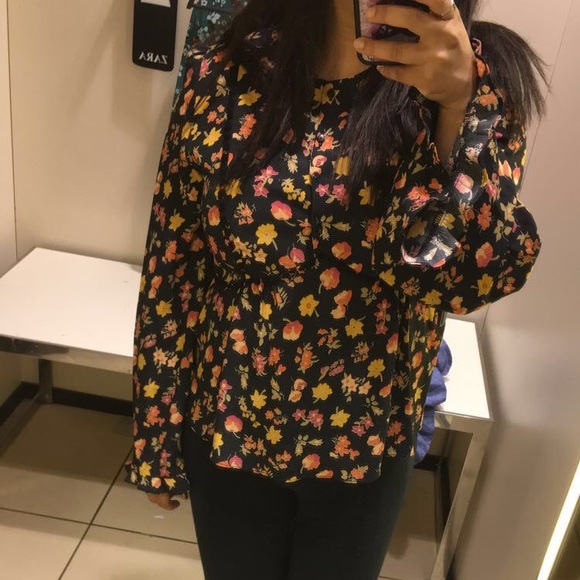 Zara | Tops | Floral Button Down Long 